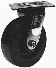 Albion - 5" Diam x 2" Wide x 6-1/2" OAH Top Plate Mount Rigid Caster - Phenolic, 900 Lb Capacity, Roller Bearing, 5 x 5-1/2" Plate - Exact Tool & Supply