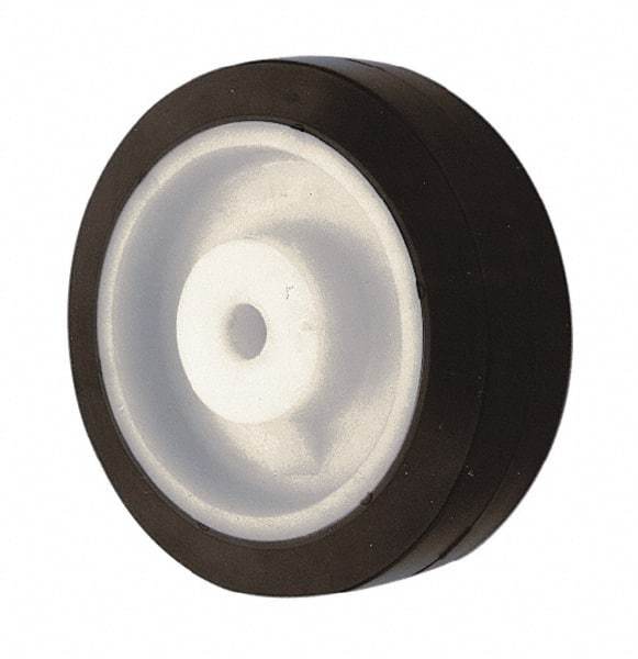 Albion - 6 Inch Diameter x 2 Inch Wide, Rubber Caster Wheel - 400 Lb. Capacity, 2-3/8 Inch Hub Length, 1/2 Inch Axle Diameter, Roller Bearing - Exact Tool & Supply