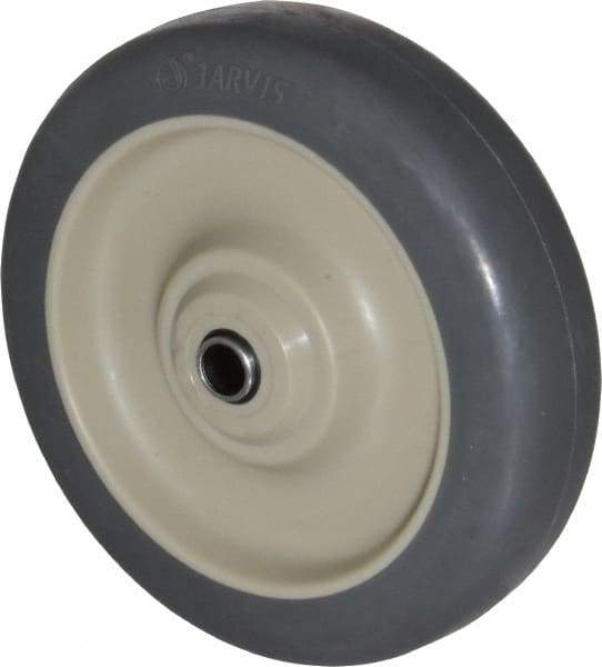 Albion - 5 Inch Diameter x 1-1/4 Inch Wide, Rubber Caster Wheel - 250 Lb. Capacity, 1-9/16 Inch Hub Length, 3/8 Inch Axle Diameter, Self-Lube Bearing - Exact Tool & Supply