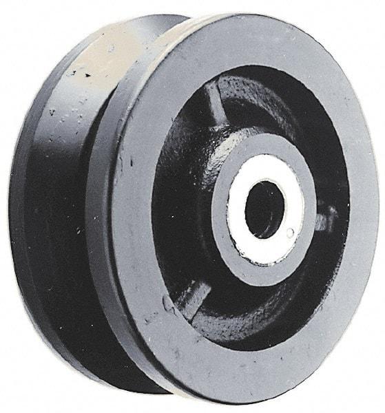 Albion - 4 Inch Diameter x 1-1/2 Inch Wide, Cast Iron Caster Wheel - 1,000 Lb. Capacity, 2 Inch Hub Length, 1/2 Inch Axle Diameter, Roller Bearing - Exact Tool & Supply
