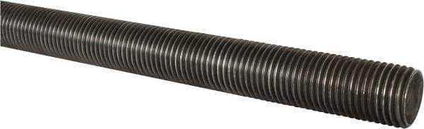 Made in USA - 1-1/2-6 UNC (Coarse), 6' Long, Low Carbon Steel Threaded Rod - Oil Finish Finish, Right Hand Thread - Exact Tool & Supply