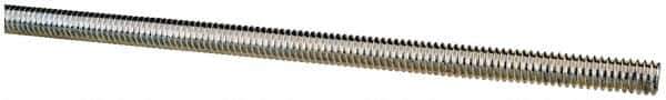 Made in USA - 1/4-20 UNC (Coarse), 6' Long, Low Carbon Steel Threaded Rod - Zinc-Plated Finish, Right Hand Thread - Exact Tool & Supply