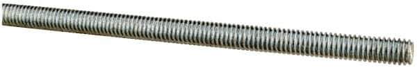 Made in USA - 5/16-18 UNC (Coarse), 6' Long, Low Carbon Steel Threaded Rod - Zinc-Plated Finish, Right Hand Thread - Exact Tool & Supply