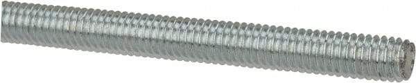 Made in USA - 3/8-16 UNC (Coarse), 6' Long, Low Carbon Steel Threaded Rod - Zinc-Plated Finish, Right Hand Thread - Exact Tool & Supply