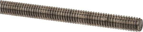 Made in USA - 5/8-11 UNC (Coarse), 6' Long, Low Carbon Steel Threaded Rod - Zinc-Plated Finish, Right Hand Thread - Exact Tool & Supply