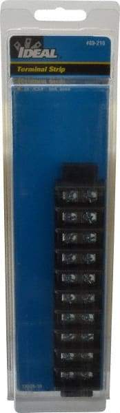 Ideal - 10 Poles, 600 Volt, 30 Amp, -40 to 266°F, Polyester Thermoplastic, Polyester Thermoplastic Multipole Terminal Block - Zinc Plated Steel, 22 to 10 AWG Compatibility, 0.81 Inch High - Exact Tool & Supply