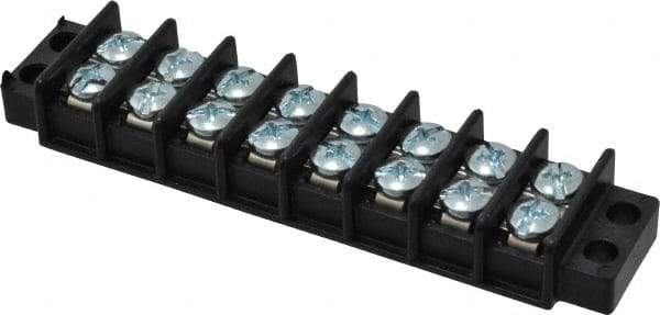 Ideal - 8 Poles, 300 Volt, 30 Amp, -40 to 266°F, Polyester Thermoplastic, Polyester Thermoplastic Multipole Terminal Block - Zinc Plated Steel, 22 to 14 AWG Compatibility, 0.41 Inch High - Exact Tool & Supply