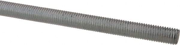 Made in USA - 1/4-28 UNF (Fine), 6' Long, Low Carbon Steel Threaded Rod - Zinc-Plated Finish, Right Hand Thread - Exact Tool & Supply