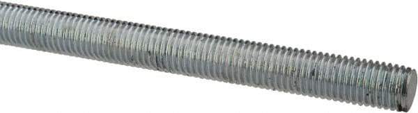 Made in USA - 5/16-24 UNF (Fine), 6' Long, Low Carbon Steel Threaded Rod - Zinc-Plated Finish, Right Hand Thread - Exact Tool & Supply