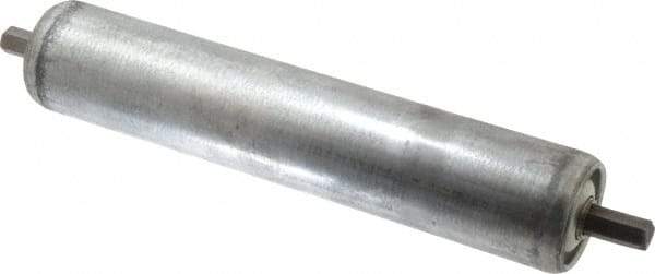 Made in USA - Replacement Conveyor Roller for 10 Inches Between Frame - 1.9 Inch Diameter, 7/16 Inch Axle, Galvanized Steel Finish, 16 Gage - Exact Tool & Supply