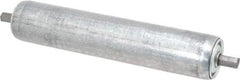 Made in USA - Replacement Conveyor Roller for 10 Inches Between Frame - 1.9 Inch Diameter, 7/16 Inch Axle, Galvanized Steel Finish, 12 Gage - Exact Tool & Supply