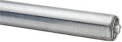 Made in USA - Replacement Conveyor Roller for 22 Inches Between Frame - 1.4 Inch Diameter, 1/4 Inch Axle, Galvanized Steel Finish, 18 Gage - Exact Tool & Supply