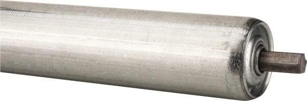 Made in USA - Replacement Conveyor Roller for 28 Inches Between Frame - 1.9 Inch Diameter, 7/16 Inch Axle, Galvanized Steel Finish, 16 Gage - Exact Tool & Supply