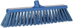 Vikan - 19" Heavy Duty Synthetic Push Broom - 4-1/2" Bristle Length, Plastic Block, European Threaded Handle Connection - Exact Tool & Supply