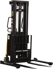 Vestil - 2,000 Lb Capacity, 118" Lift Height, Battery Powered Stacker - 2-1/8" Lowered Height, 42" Fork Length, 58" Overall Width - Exact Tool & Supply