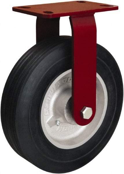 Hamilton - 10" Diam x 2-3/4" Wide, Rubber Rigid Caster - 700 Lb Capacity, Top Plate Mount, 4-1/2" x 6-1/2" Plate, Straight Roller Bearing - Exact Tool & Supply