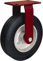 Hamilton - 10" Diam x 2-3/4" Wide, Rubber Rigid Caster - 700 Lb Capacity, Top Plate Mount, 4-1/2" x 6-1/2" Plate, Straight Roller Bearing - Exact Tool & Supply