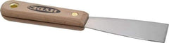 Hyde Tools - 1-1/2" Wide Stainless Steel Putty Knife - Stiff, Hardwood Handle, 7-3/4" OAL - Exact Tool & Supply