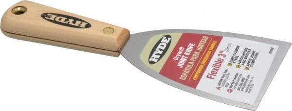 Hyde Tools - Flexible Carbon Steel 1-Edge Scraper - 3" Blade Width, 8-1/4" Long Hardwood Handle - Exact Tool & Supply
