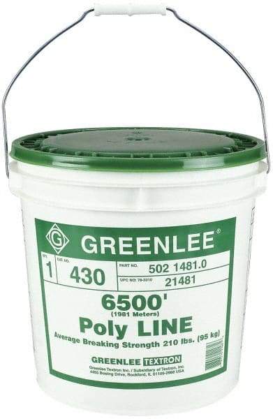 Greenlee - 6,500 Ft. Long, Polyline Rope - 210 Lb. Breaking Strength - Exact Tool & Supply