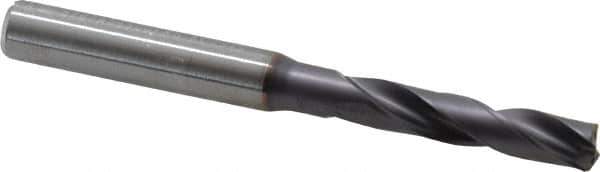 Kennametal - 6.5mm 180° Spiral Flute Solid Carbide Screw Machine Drill Bit - Right Hand Cut, 34mm Flute Length, 79mm OAL, Flat-Bottom Point, Straight Shank, Through Coolant - Exact Tool & Supply