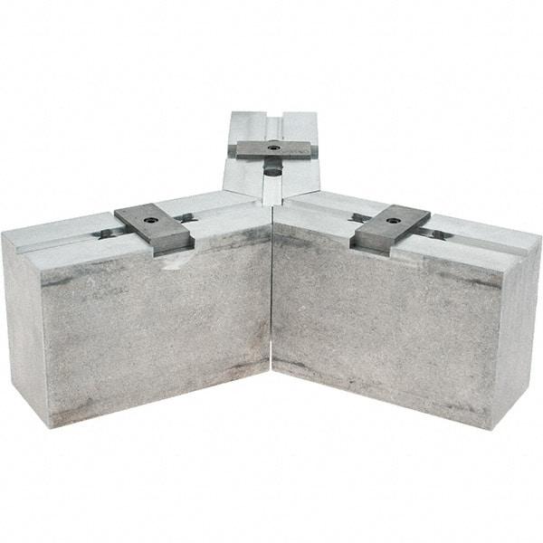 Abbott Workholding Products - Tongue & Groove Attachment, Square Soft Lathe Chuck Jaw - 3 Jaws, Aluminum, 2-1/8" Btw Mount Hole Ctrs, 6-1/2" Long x 2-1/2" Wide x 4" High, 0.4724" Groove, 0.4724" & 12mm Fastener - Exact Tool & Supply