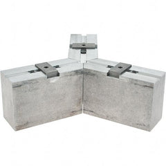 Abbott Workholding Products - Tongue & Groove Attachment, Square Soft Lathe Chuck Jaw - 3 Jaws, Aluminum, 2-1/8" Btw Mount Hole Ctrs, 6-1/2" Long x 2-1/2" Wide x 4" High, 0.4724" Groove, 0.4724" & 12mm Fastener - Exact Tool & Supply