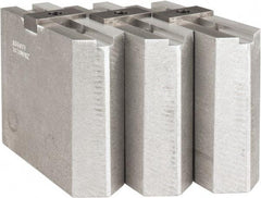Abbott Workholding Products - Tongue & Groove Attachment, Square Soft Lathe Chuck Jaw - 3 Jaws, Aluminum, 2-1/8" Btw Mount Hole Ctrs, 4-1/2" Long x 1-1/2" Wide x 4" High, 1/2" Groove, 1/2" Fastener - Exact Tool & Supply