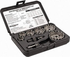 Hougen - 11 Piece, 7/8 to 2-1/2" Cutter Diam, 1/8" Cutting Depth, High Speed Steel Annular Cutter Set - Bright Finish, 3/8" Shank Diam, 7/8, 1-1/8, 1-3/8, 1-3/4, 2, 2-1/2" Cutter Diams, 3 Flats on Shank - Exact Tool & Supply