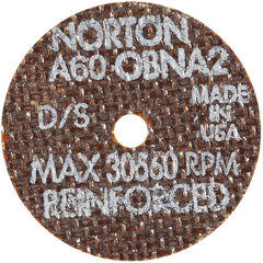 2″ × 0.060″ × 1/8″ Small Diameter Cut-Off Wheel Type 01 Straight 60 Grit Aluminum Oxide - Exact Tool & Supply