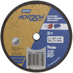 4″ × 0.035″ × 3/8″ NorZon Plus Small Diameter Cut-Off Wheel Type 01 Straight Aluminum Oxide - Exact Tool & Supply