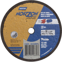 4″ × 1/8″ × 3/8″ NorZon Plus Small Diameter Cut-Off Wheel Type 01 Straight Aluminum Oxide - Exact Tool & Supply