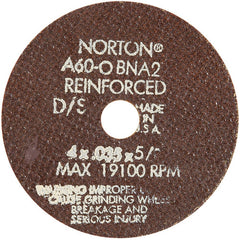 4″ × 0.035″ × 3/4″ Small Diameter Cut-Off Wheel Type 01 Straight 60 Grit Aluminum Oxide - Exact Tool & Supply