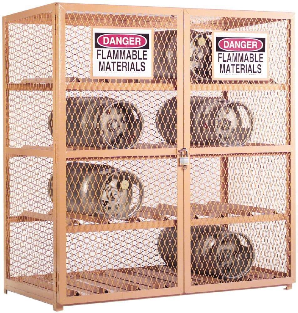Durham - 3 Shelf Gas Cylinder Storage Cabinet - Steel, 60" Wide x 30" Deep x 71-3/4" High - Exact Tool & Supply