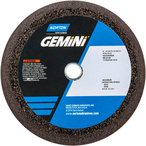 ‎6″ / 4-3/4″ × 2″ × 5/8″-11-Gemini Snagging Wheel Type 11-Flaring Cup 16 Grit Aluminum Oxide - Exact Tool & Supply