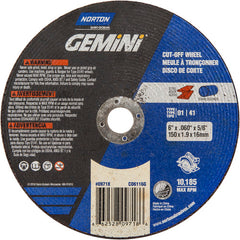 150 mm × 1.6 mm × 5/8″ Gemini Circular Saw Cut-Off Wheel U57A 36 Q Type 01/41 - Exact Tool & Supply