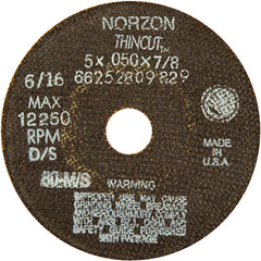 5″ × 1/2″ × 7/8″ NorZon Plus Right Angle Cut-Off Wheel Type 01 Straight 36 Grit - Exact Tool & Supply