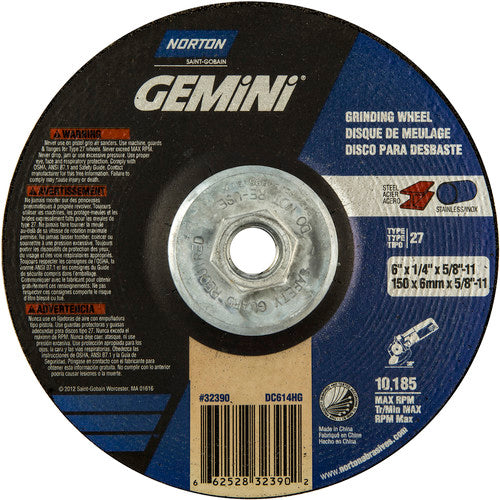 ‎6 × 1/4 × 5/8 - 11″ Gemini Grinding Wheel A 24 S Type 27 - Exact Tool & Supply