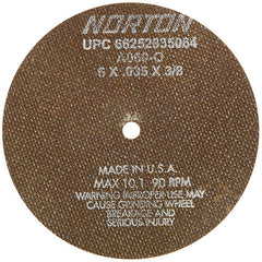 6″ × 0.035″ × 3/8″ Toolroom Cut-Off Wheel Type 01 Straight Aluminum Oxide - Exact Tool & Supply