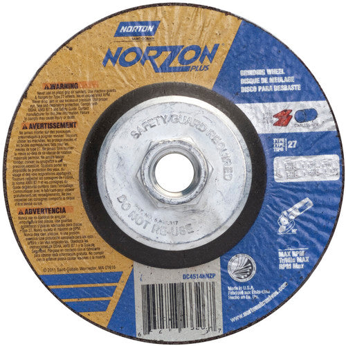 ‎6″ × 1/8″ × 5/8″-11 NorZon Plus Non-Woven Depressed Center Wheel Type 27 24 Grit - Exact Tool & Supply