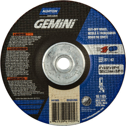 ‎6″ × 3/32″ × 5/8″-11 Gemini Non-Woven Depressed Center Wheel Type 27 24 Grit - Exact Tool & Supply
