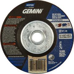 ‎4-1/2 × 3/32 × 5/8 - 11″ Gemini INOX/SS Cutting Wheel A 30 Q BDA Type 27/42 - Exact Tool & Supply