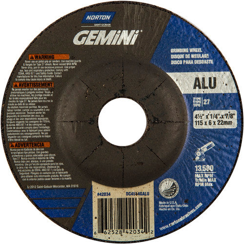 ‎4-1/2″ × 1/4″ × 7/8″ Gemini Non-Woven Depressed Center Wheel Type 27 - Exact Tool & Supply