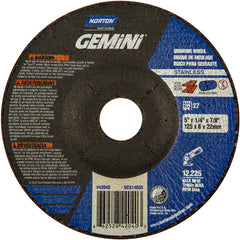 5 × 1/4 × 7/8″ Gemini INOX/SS Grinding Wheel A 24 Q BDA Type 27 - Exact Tool & Supply
