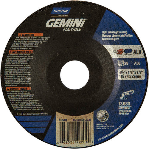 ‎4-1/2″ × 1/8″ × 7/8 ″ Gemini Non-Woven Depressed Center Wheel Type 29 36 Grit - Exact Tool & Supply