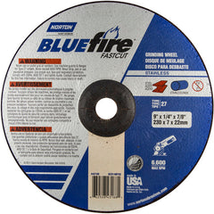 9″ × 1/4″ × 7/8″ BlueFire Non-Woven Depressed Center Wheel Type 27 Zirconia Alumina / Aluminum Oxide - Exact Tool & Supply