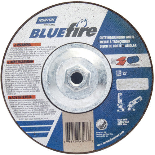 ‎7 × 1/8 × 5/8 - 11″ BlueFire Grinding Wheel ZA 30 U Type 27 - Exact Tool & Supply