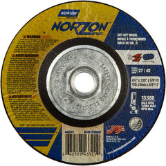 ‎4-1/2″ × 1/8″ × 5/8″-11 NorZon Plus Non-Woven Depressed Center Wheel Type 27 - Exact Tool & Supply