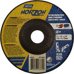 5″ × 1/8″ × 7/8″ NorZon Plus Non-Woven Depressed Center Wheel Type 27 Ceramic Alumina / Zirconia Alumina - Exact Tool & Supply