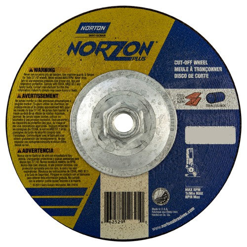 ‎7″ × 1/8″ × 5/8″-11 NorZon Plus Non-Woven Depressed Center Wheel Type 27 - Exact Tool & Supply